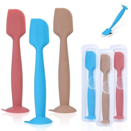 babove Baby Diaper Cream Spatula Applicator 3 Pack(with 3 Travel Case), Butt Paste Spatula Soft Silicone,Diaper Rash Cream Applicator, Baby Essentials Must Haves Newborn Stuff (Green Grey Azure)
