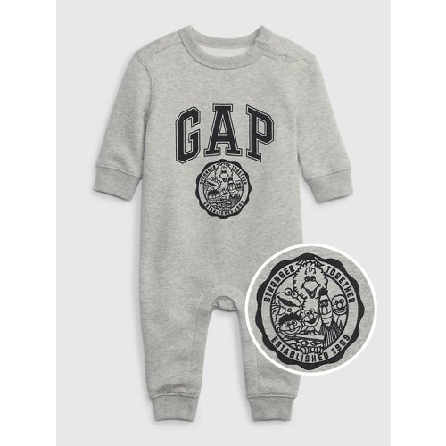 babyGap | Sesame Street Graphic Footless One-Piece in light heather gray, size: 6-12 M