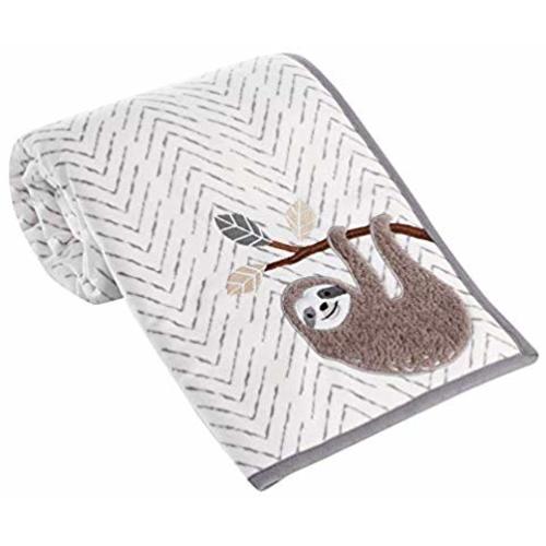 Lambs & Ivy Baby Jungle Gray/White Sherpa Sloth Baby Blanket