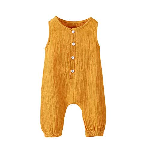 Arleysh Newborn Baby Boys Girls Romper Jumpsuit Cotton Linen Sleeveless Ruffled Bodysuit Infant Spring Summer Clothes Outfits