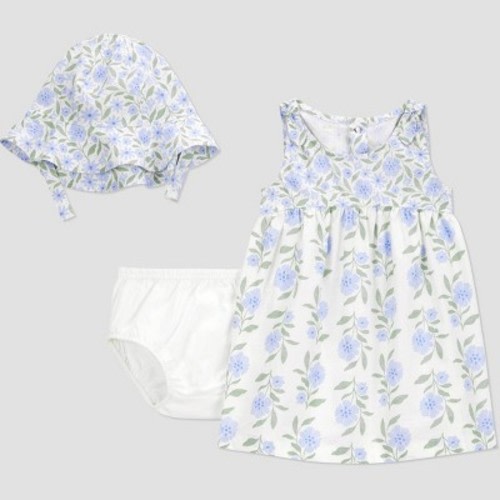 Carter's Just One You® Baby Girls' Dress with Hat - Ivory/Blue 9M