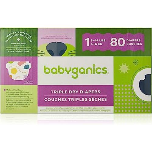 Babyganics Diapers, Size 1, 80 ct, Ultra Absorbent Diapers