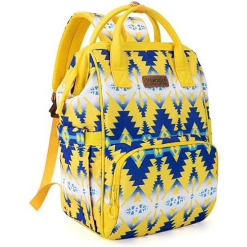 Wrangler Aztec Backpack Organized Daypack Travel Baby Bag with Stroller Strap and Side Bottle Pockets