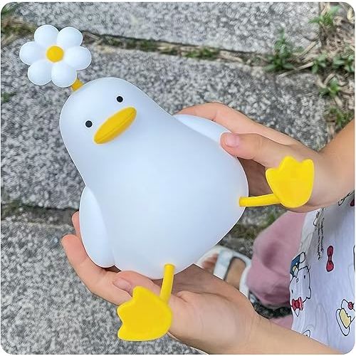 Sitting Duck Light With Warm Color Little Flower Dimming,The Rechargeable Touch Lamp Is 3 Levels Brightness And Birthday Christmas Gifts for Women Girls Lucky Mallard Duck Decor Halloween Decorations