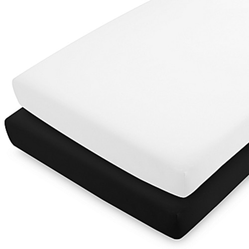 Bare Home Crib Microfiber Fitted Bottom Sheets (Crib - 2 Pack, Sky Blue/White)Bare Home Crib Microfiber Fitted Bottom Sheets (Crib - 2 Pack, Black/White)