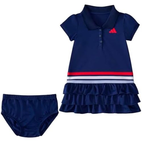 adidas baby-girls Short Sleeve Ruffle Polo Dress 2-piece Set