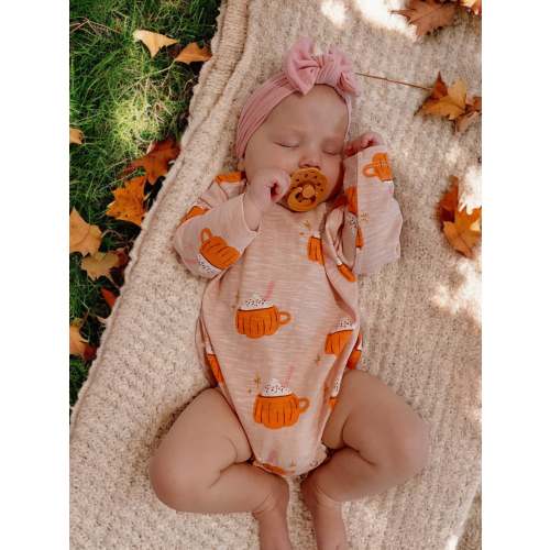 Pumpkin Mug Pink / Organic Long Sleeve T-Shirt Bubble - Size 0-3 mos.