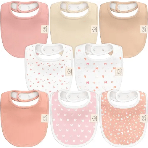 8-Pack Organic Baby Bibs for Girls & Boys - Teething Baby Bib, Baby Boy Bibs, Baby Girl Bibs, Newborn Bibs, Baby Drool Bibs for Infant, Toddler, Bibs for Baby Boy, Bibs for Baby Girl (Butterflies)