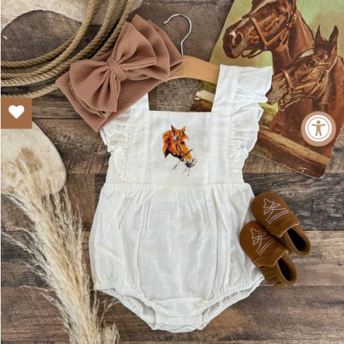 Blazin' Days Horse White Romper
