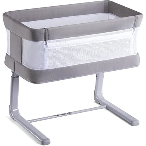 VaVaSoo Electric Baby Bassinet for Newborns — 3-Speed Auto Rocking, 5 Melodies + 3 White Noise, Breathable Mesh, Side Drop for Bedside Sleeping, Adjustable Height, Tool-Free Assembly, Co-Sleeper