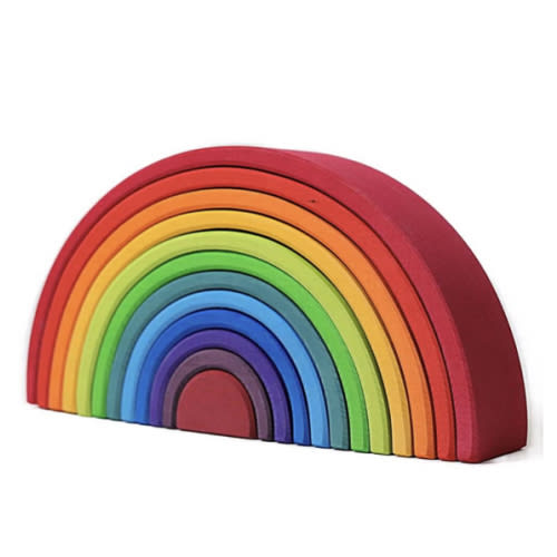 12-Piece Wooden Rainbow Stacking Tunnel