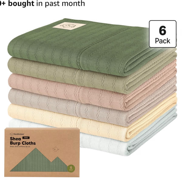 Organic Burp Cloths Baby Boy, Girl - 6-Pack Large 100% Cotton Burping Cloths for Babies, Spit Up Rags, Super Absorbent, Ultra Soft Newborn Rag, Gender Neutral, Machine Washable, Durable (Prairie)