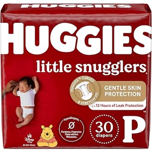 Huggies Newborn Diapers, Little Snugglers Baby Diapers, Size Preemie (up to 6 lbs), 30 Count