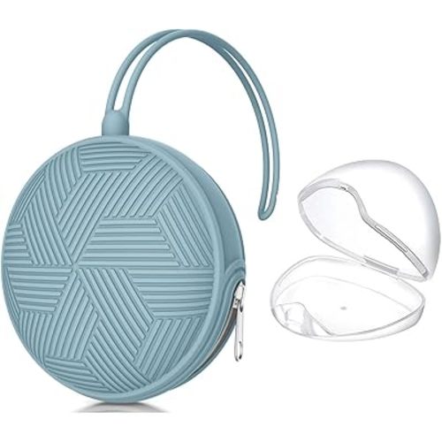 Smlpuame Pacifier Holder Case,BPA Free Portable Silicone Baby Pacifier Cover Pouch for Diaper Bag Stroller,Travel Outdoor Activities,Easy to Clean(Blue)
