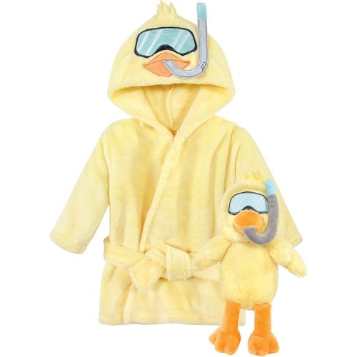 Hudson Baby unisex-baby Plush Bathrobe and Toy Set