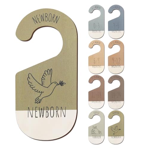 ITDYB Baby Closet Dividers for Clothes Organizer - Set of 8 Wooden Double-Sided Baby Clothes Size Dividers form Newborn to Toddler for Daily Gender-Neutral Baby Nursery Decor