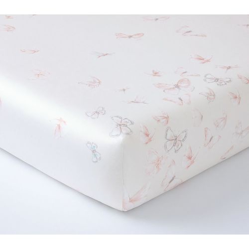 Monique Lhuillier Ethereal Butterfly Organic Sateen Crib Fitted Sheet