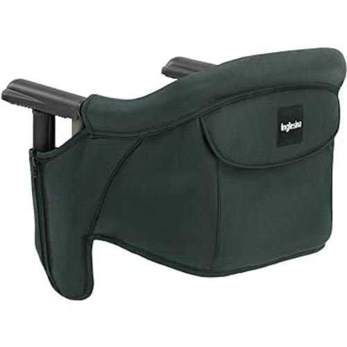 Inglesina Fast Table Chair, Dark Green - Portable Baby High Chair - for Babies & Toddlers up to 37 lbs - Collapsible - Fits Tables 0.8'' to 3.5'' Thick - Compact & Easy to Use - Travel Bag Included
