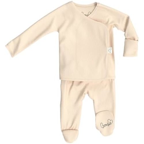 Bonsie Skin to Skin Babywear Footed Bodysuit - Tan Baby Footed One Piece - Oat