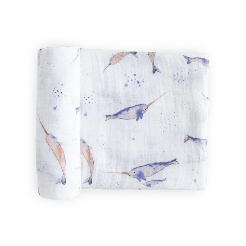 Cotton Muslin Swaddle Blanket - Narwhal