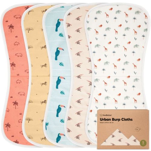 KeaBabies 5pk Urban Baby Burp Cloths, Organic Burping Cloth for Babies, Burp Rags for Baby Girls, Boys (Hunter)