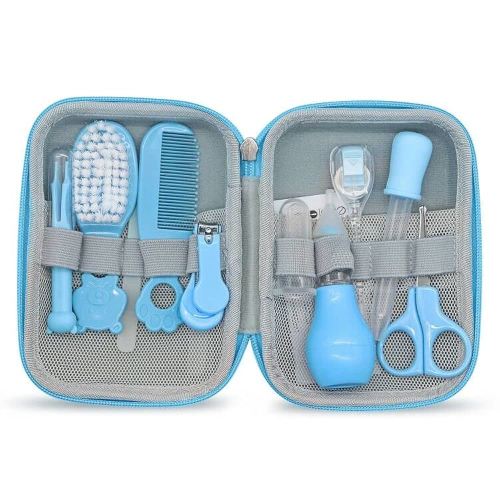 Baby Grooming Kit, 15 in 1 Portable Baby Safety Care Kit with Baby Brush and Comb Set Nail Clippers Nasal Aspirator etc for Nursery Newborn Infant Girl Boys Keep Clean Baby Essentials (Blue)