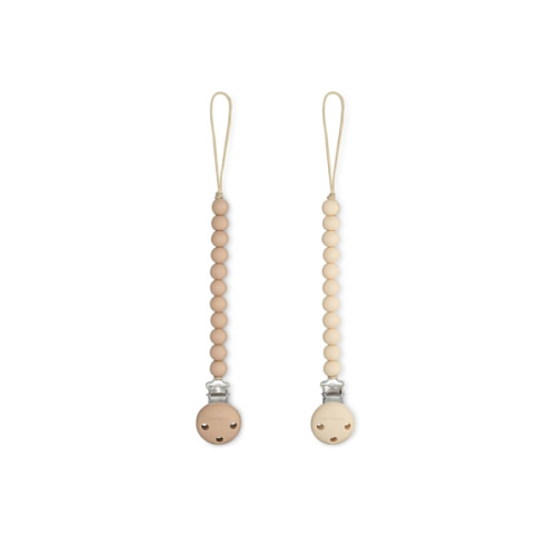 Comfy Cubs Pacifier Clips 2 Pack - 100% Food Grade Silicone Baby Pacifier Clips, BPA & PVC Free - CPSIA Certified, Lightweight and Flexible Baby Gifts - Beige & Light Beige