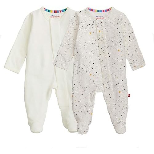 6-9 M Magnetic Me 100% Organic Cotton Magnetic Baby Footie Pajamas 2-Pack