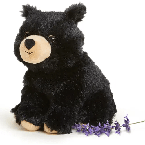 warmies Junior Microwavable & Weighted Stuffed Animals, Black Bear - Heated Stuffed Animal Plushie for Warmth & Comfort - Cute Soft Plush Toys for Adults & Children (Boys, Girls, Babies & Toddlers)