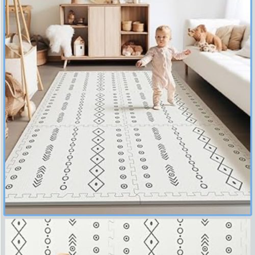 Baby Foam Play Mat, PIGLOG 72x48 Baby Crawling Mat, Floor Mats for Kids for Baby with Interlocking Floor Tiles, Toddler Play Mat for Indoor and Outdoor, Easy to Clean Playroom Floor Mat, Bohemia