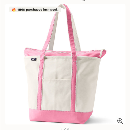 Large Natural 5 Pocket Zip Top Canvas Tote Bag | Lands' End