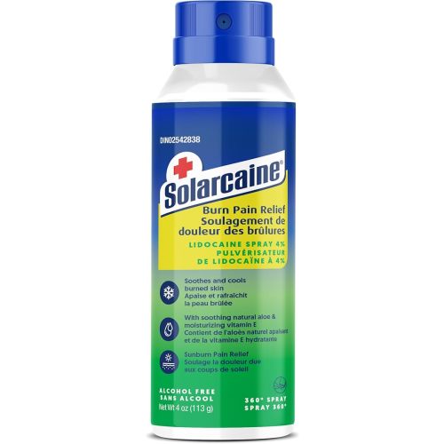 Solarcaine First Aid Pain Relieving Lidocaine Spray, With Soothing Aloe Vera, 115g