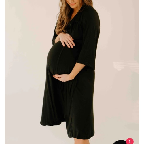 Lila Labor & Postpartum Gown in Black