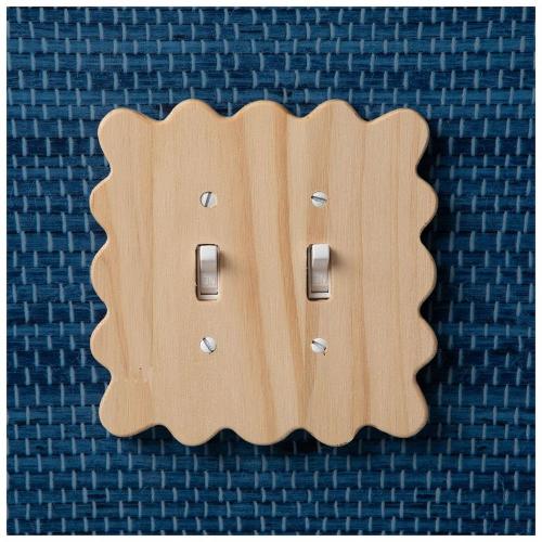 Wavy Edge Wood Double Switch Plate