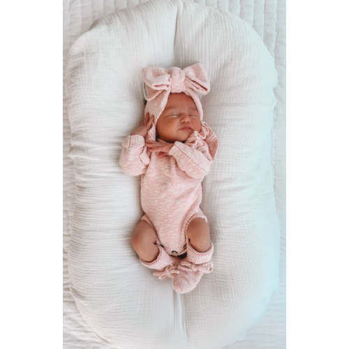 Blush Textured Long Sleeve Romper – Indigo Dreams Handmade (0-3 months)