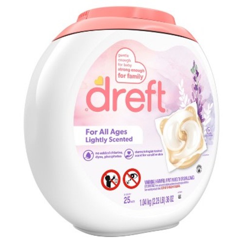 Dreft Lightly Scented HE Compatible Laundry Detergent Soap Pacs - 25ct