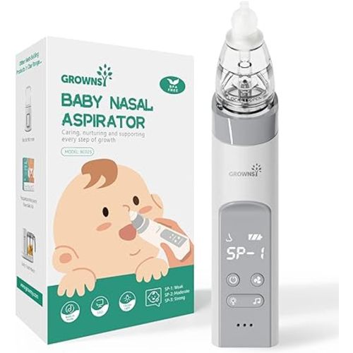 Amazon.com: GROWNSY Nasal Aspirator for Baby, Electric Nose Aspirator for Toddler, Baby Nose Sucker, Automatic Nose Cleaner with 3 Silicone Tips, Adjustable Suction Level, Music and Light Soothing Function : Baby