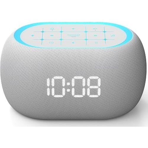 ANJANK White Noise Sound Machine Alarm Clock with Bluetooth Speaker, 21 Relaxing Sounds, 7 Night Lights,0-100% Dimmer/Sleep Timer/30-Level Volume Control,Sound Machine for Kids Adults Sleeping,Bedroom
