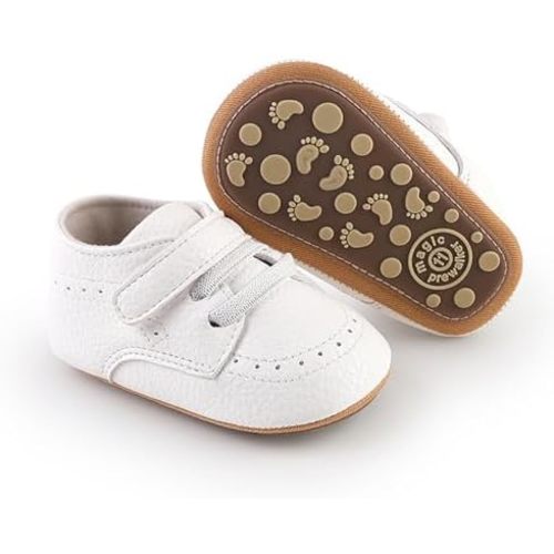 RVROVIC Baby Boys Girls Anti-Slip Sneakers Soft Ankle Boots Toddler First Walkers Newborn Crib Shoes, 0-6 Months