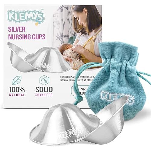 Silver Nursing Cups - Nipple Shields for Breastfeeding Newborn - Breastfeeding Essentials - Newborn Must Haves - Nipple Covers Breastfeeding - 100% Silver 999 (Regular)