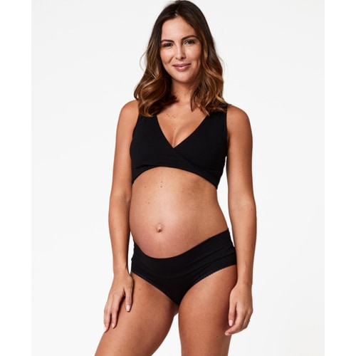 PACT Women's Black Maternity Foldover Hipster 4-Pack M