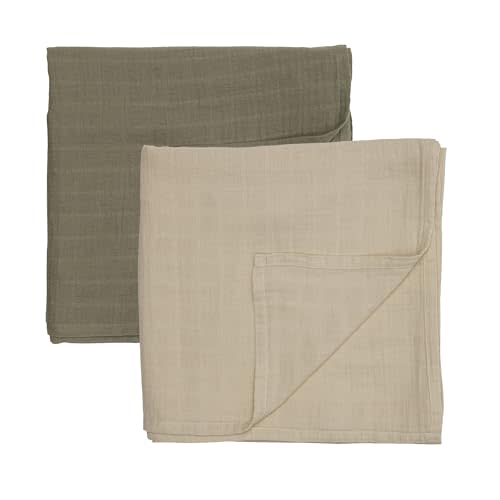 Huxie Denmark - Muslin Swaddle Blankets – 100% Organic Cotton Super Soft Baby Swaddle – Ideal Receiving Blanket for Baby Boy and Girl – 47’’ x 47’’ (Fog/Sage Green)