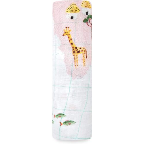aden + anais Swaddle Blanket, Boutique Muslin Blankets for Girls & Boys, Baby Receiving Swaddles, Ideal Newborn & Infant Swaddling Set, Perfect Shower Gifts, Single, Around The World
