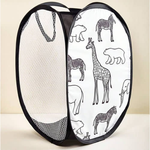 SHEIN | 1pc Foldable Cartoon Net Mesh Laundry Basket, 3-Sided Breathable Dirty Clothes Storage Basket