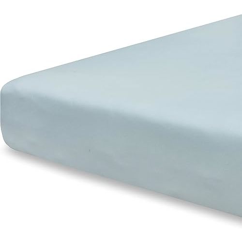 Pobibaby Single Baby Crib Sheets for Standard Crib Mattress Cotton Blend Solid Baby Blue