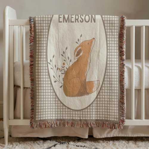 Personalized Baby Blanket Woodland Animals Custom Name Baby Blanket Rustic Woodland Nursery Bedding Personalized Heirloom Baby Blanket Gift