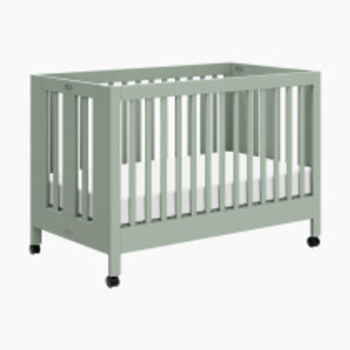 babyletto Maki Full-Size Portable Folding Crib with Toddler Bed Conversion Kit - Light Sage