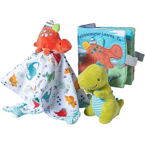 Mary Meyer Baby Gift Set Boxed Soft Toys, 3-Piece, Pebblesaurus