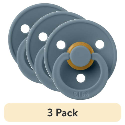 (3 pack) BIBS Colour, Natural Rubber Latex Pacifier Size 2, 6-18 Months, Petrol Blue, Gender-Neutral, 1 Count, Infant