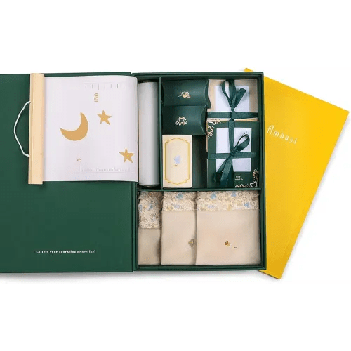 Ambavi | Baby Keepsake Box for Newborn Boys and Girls | All-in-one, Acid-Free Baby Storage Box, Easy to Use Memory Organizer Gift Set for New Moms, Baby Shower, New Born, Pregnancy and Maternity